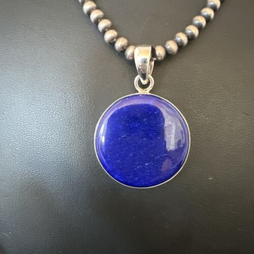 Navajo Blue Lapis Pendant with Pearls | Sterling Silver Necklace | 20" | Authentic Native American Handmade | 16660