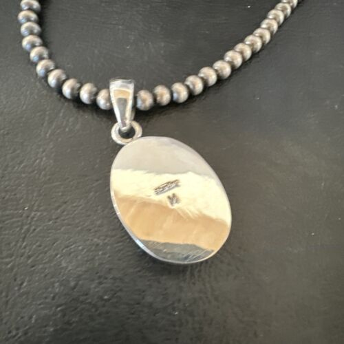 Navajo Blue Lapis Pendant with Pearls | Sterling Silver Necklace | 20" | Authentic Native American Handmade | 16663