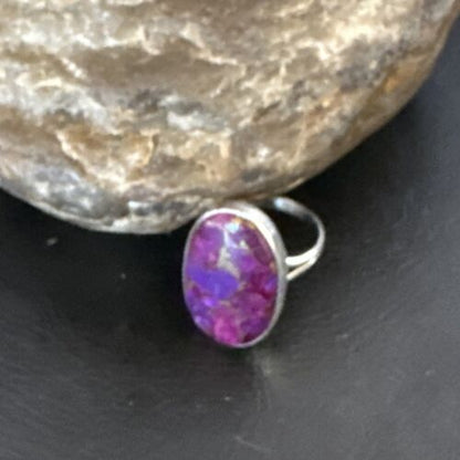 Southwestern Navajo Purple Mojave Turquoise Ring | Sterling Silver | Sz 7 | 15779