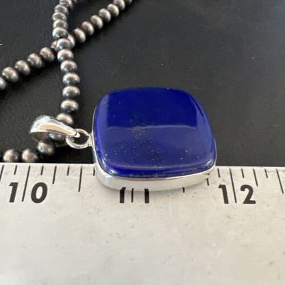 Navajo Blue Lapis Pendant with Pearls | Sterling Silver Necklace | 20" | Authentic Native American Handmade | 16664