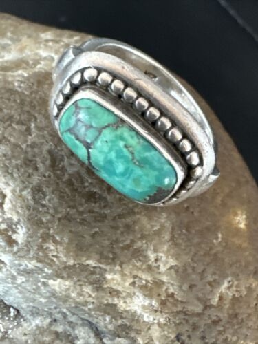 Native American Navajo Green Turquoise Ring | Sterling Silver | Sz 6 | 15920