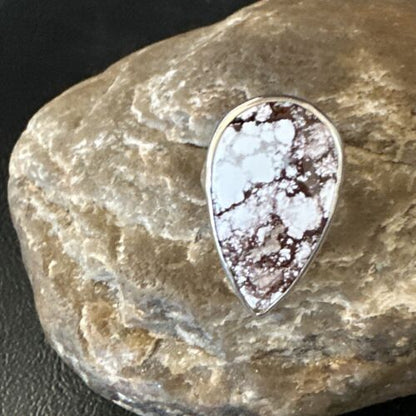 Navajo Wild Horse Turquoise Ring | Sterling Silver | Sz 7 Adjustable | Authentic Native American Handmade | 15547