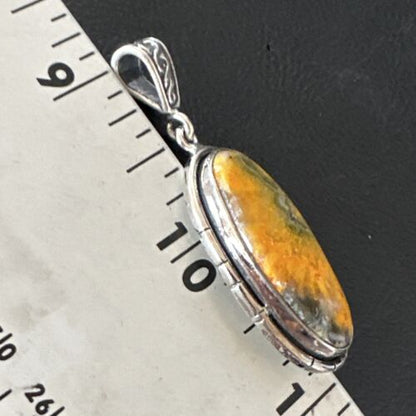 Navajo Bumblebee Jasper Pendant Necklace | Sterling Silver | Authentic Native American Handmade | 15959
