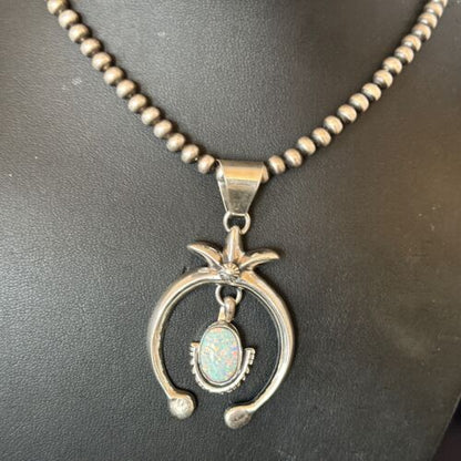Navajo Opal Naja Pendant Necklace | Sterling Silver | 20" | Authentic Native American Handmade | 17661
