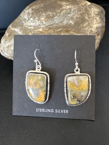 Navajo Bumblebee Jasper Earrings | Sterling Silver | Authentic Native American Handmade | 15825