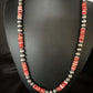 Navajo Pearls Red Spiny Oyster Necklace | 8mm Sterling Silver | Authentic Native American Handmade | 22" | 14850