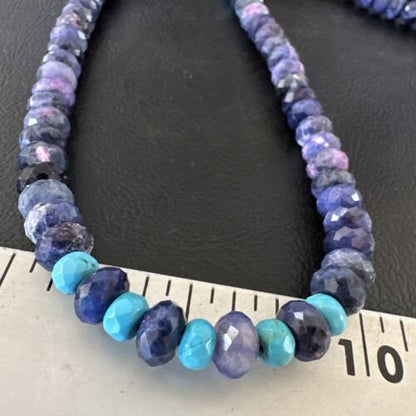 Navajo Faceted Purple Sugilite Turquoise Bead Necklace | Sterling Silver | 20" | 16453