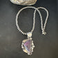 Navajo Purple Sugilite Pendant with Pearls | Sterling Silver Bead Necklace | Authentic Native American Handmade | 15412