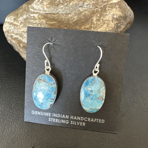 Southwestern Blue Denim Lapis Dangle Earrings | Sterling Silver | 1" | 15797
