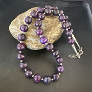 Navajo Purple Sugilite Round Bead Necklace | Sterling Silver | Indian | 20" | 17504