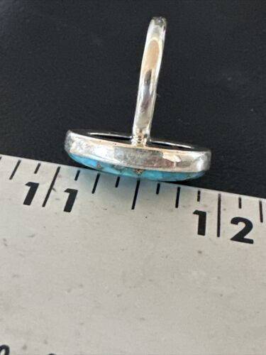 Navajo Blue Mojave Turquoise Ring | Sterling Silver | Adjustable Sz 8 | Authentic Native American Handmade | 15714