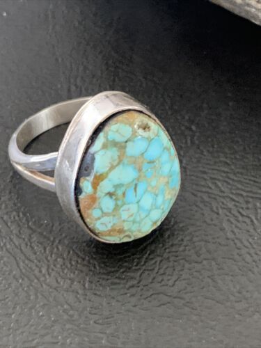 Men's Navajo Blue Spiderweb Turquoise Ring | Sterling Silver | Sz 10 | Authentic Native American Handmade | 12545