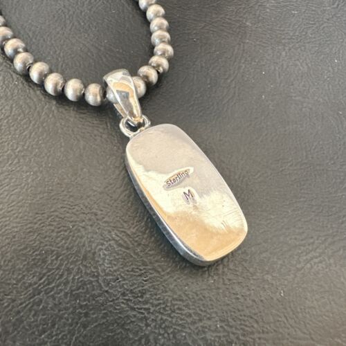 Navajo Blue Kingman Turquoise Pendant Necklace | Sterling Silver | 20" | Authentic Native American Handmade | 16701
