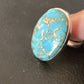 Navajo Blue Mojave Turquoise Ring | Sterling Silver | Adjustable Sz 8 | Authentic Native American Handmade | 15712