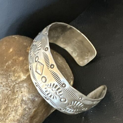 Navajo Stamped Cuff Bracelet | Sterling Silver | Authentic Native American Handmade | 17460