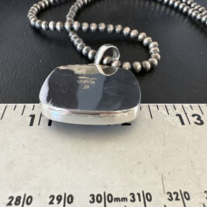 Navajo Blue Lapis Pendant with Pearls | Sterling Silver Necklace | 20" | Authentic Native American Handmade | 16665