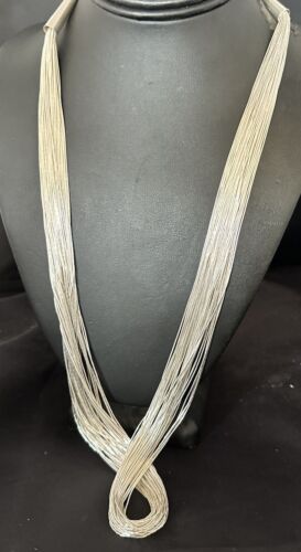 Statement Liquid Silver Heishi Necklace | 50 Strand | Sterling Silver | 30" | 16914