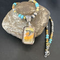 Men's BumbleBee Jasper Pendant Necklace | Navajo Pearls | Sterling Silver | Authentic Native American Handmade | 16882