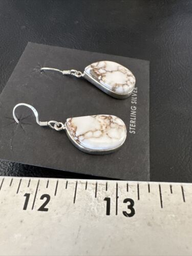 Navajo Wild Horse Turquoise Dangle Earrings | Sterling Silver | Authentic Native American Handmade | 15740