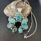Men's Blue Turquoise Naja Pendant Necklace | Navajo Pearls | Sterling Silver | Native American Handmade | 16108