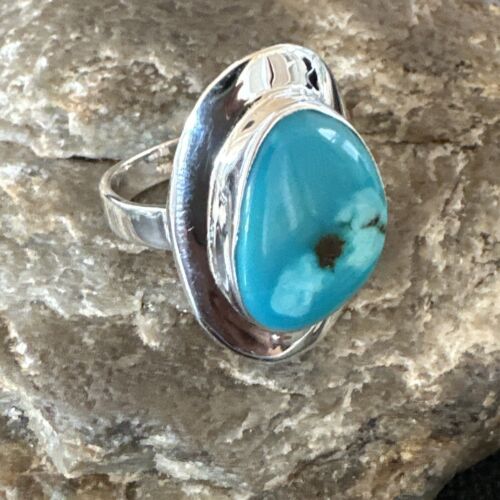 Navajo Blue Kingman Turquoise Ring | Sterling Silver | Sz 10 | Authentic Native American Handmade | 16583