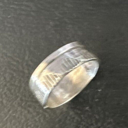 Navajo Stamped Wide Band Ring | Sterling Silver | Sz 4 | Authentic Native American Handmade | 15298