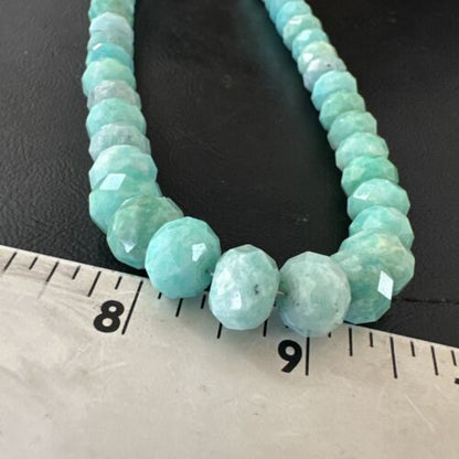 Navajo Sterling Silver Amazonite Bead Necklace | 12mm | 18" | Authentic Native American Handmade | 17302