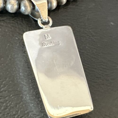 Navajo Green Gaspeite Pendant Necklace | Sterling Silver | Authentic Native American Handmade | 16361