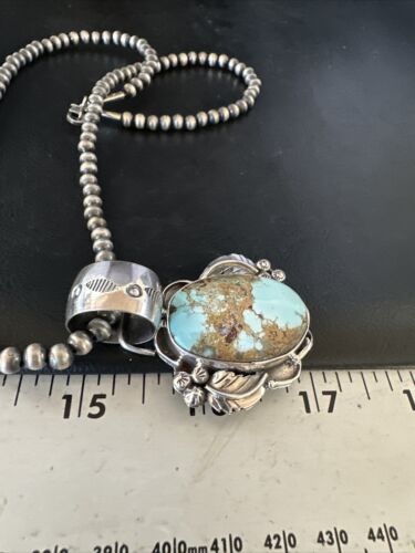 Blue Golden Hills Turquoise Pendant | Navajo Pearls | Sterling Silver Necklace 21" | 14995