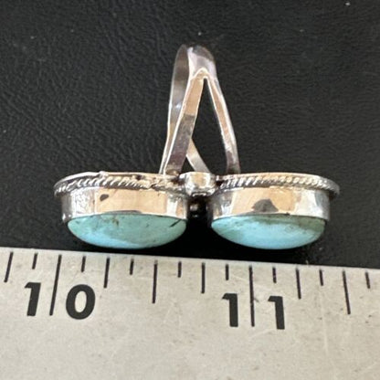 Navajo Blue Dry Creek Turquoise Multi-Stone Ring | Authentic Native American Sterling Silver | Sz 10 | 16740