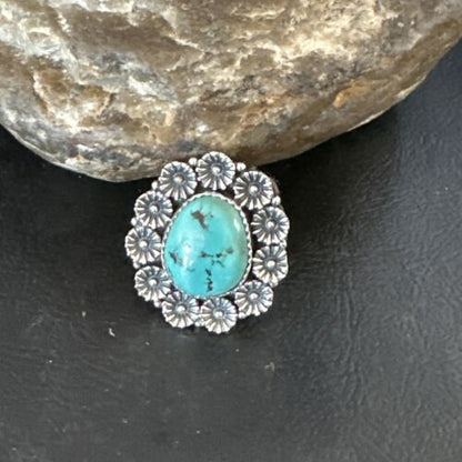 Navajo Blue Turquoise Ring | Sterling Silver | Sz 9.5 | Authentic Native American Handmade | 15505