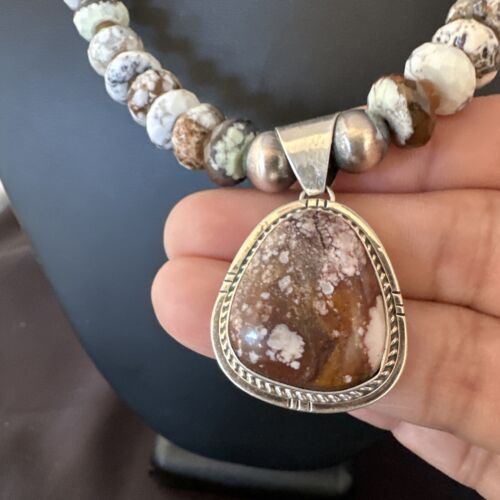 Men's Navajo Wild Horse Necklace Pendant | Sterling Silver | 24" | Authentic Native American Handmade | 15538