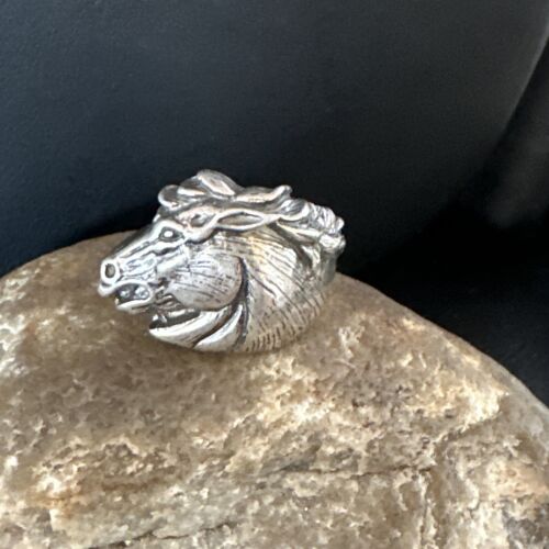 Men's Horsehead Ring | Navajo Sterling Silver | Sz 7 | Authentic Native American Handmade | 15383