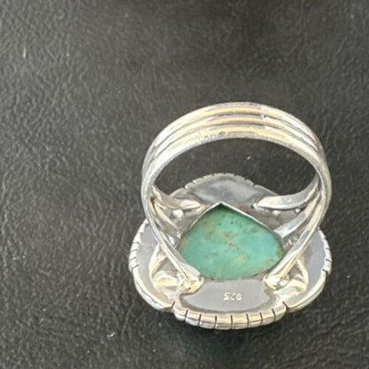 Navajo Blue #8 Turquoise Ring | Sterling Silver | Sz 11 | Authentic Native American Handmade | 15506