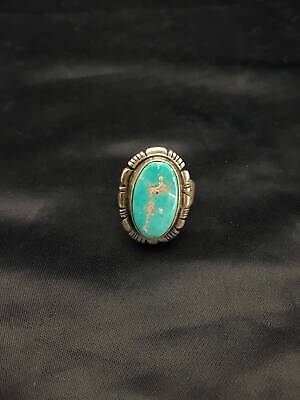Native American Navajo Blue Turquoise Ring | Sterling Silver | Sz 7.5 | 16868