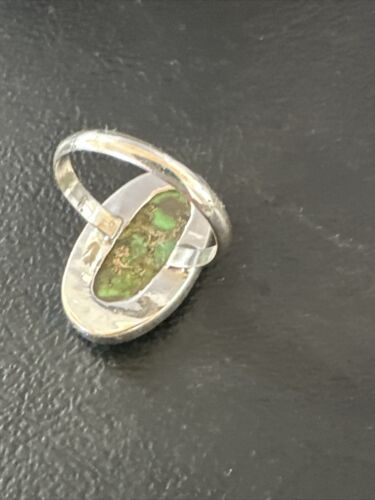 Navajo Green Mojave Turquoise Ring | Sterling Silver | Sz 8 | Authentic Native American Handmade | 15588