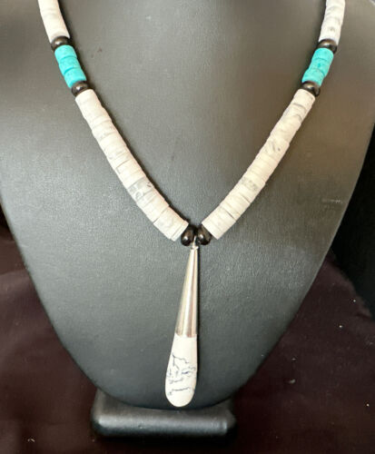 Santo Domingo White Turquoise Howlite Onyx Necklace | Sterling Silver | 23" | 15764