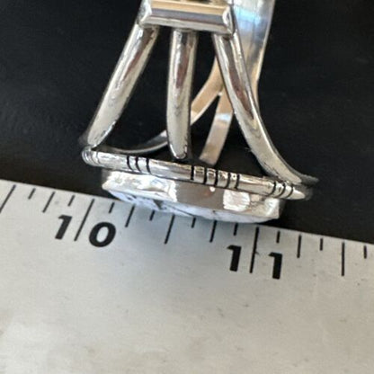Women's White Buffalo Turquoise Cuff Bracelet | Navajo Sterling Silver | Authentic Native American Handmade | 16249