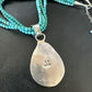 Blue Turquoise Pendant | Navajo Pearls | Sterling Silver Bead Necklace 17" | Multi-Strand | 15994
