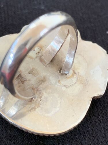 Southwestern Navajo White Buffalo Turquoise Ring | Sterling Silver | Sz 8.5 | 00317