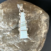 Navajo White Opal Inlay Pendant | Sterling Silver | Authentic Native American Handmade | 15678