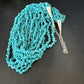 Blue Turquoise Nugget Bead Necklace | 10 Strand | Navajo Sterling Silver | 22" | 15030