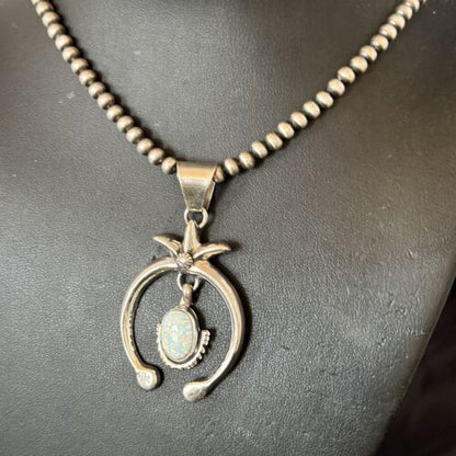 Navajo Opal Naja Pendant Necklace | Sterling Silver | 20" | Authentic Native American Handmade | 17661