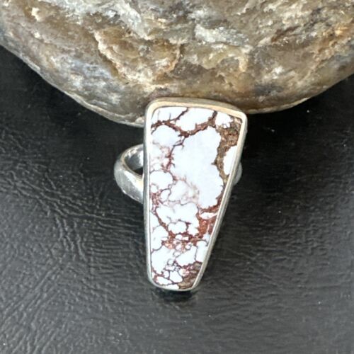 Men's and Women's Wild Horse Turquoise Navajo Ring | Sterling Silver | Sz 8 | Authentic Native American Handmade | 17351