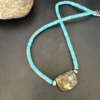 Navajo SpiderWeb Turquoise Heishi Pearls Necklace | Sterling Silver | 20" | 17031