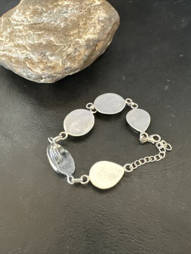 Navajo Blue Turquoise Link Bracelet | Sterling Silver | 9" | Authentic Native American Handmade | 17638