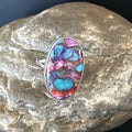 Navajo Turquoise Spiny Oyster Ring | Sterling Silver | Sz 8 | Authentic Native American Handmade | 16610
