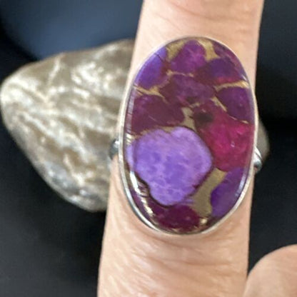 Southwestern Navajo Purple Mojave Turquoise Ring | Sterling Silver | Sz 8 | 16052 - Masha USA