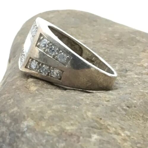 Navajo Cubic Zirconia Opal Inlay Ring | Sterling Silver | Sz 6.5 | Authentic Native American Handmade | 17156