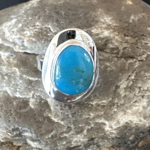 Navajo Blue Kingman Turquoise Ring | Sterling Silver | Sz 6 | Authentic Native American Handmade | 16595